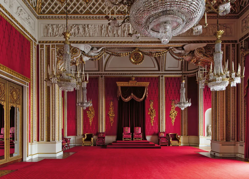 Elegant heritage palace hotel interior with ornate Mughal decor, India